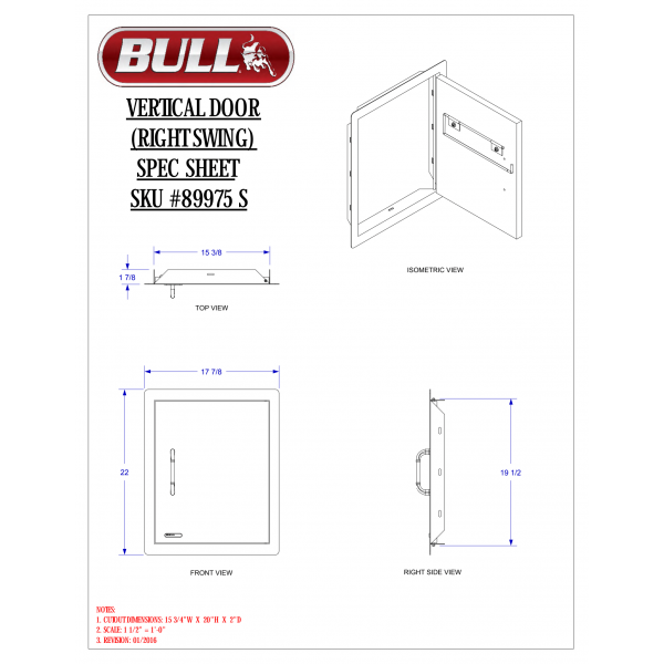 Vertical Access Door by Bull Grills